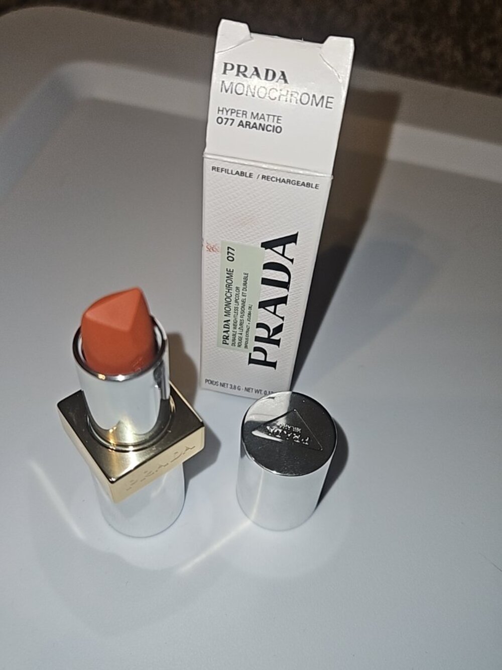Prada Monochrome Arancio 077 Lipstick DISCONTINUED SHADE - Picture 2 of 3